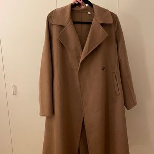 Uniqlo camel / tan wool blend double face coat size S
